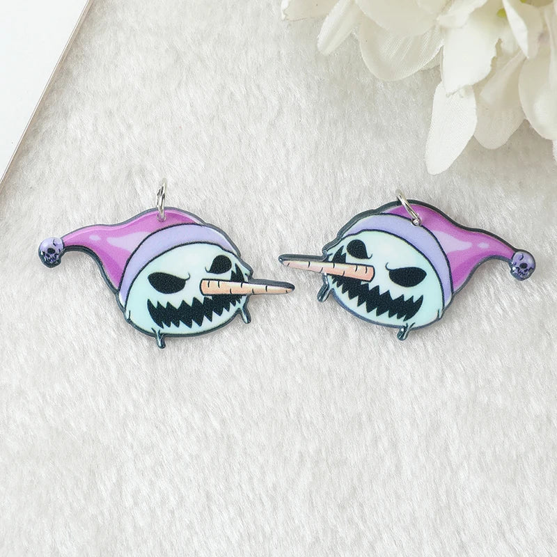 12Pcs Christmas Pastel Goth Charms Spooky Gingerbread Man Snowman Holiday Decoration Pendant For Earring Necklace Diy Making