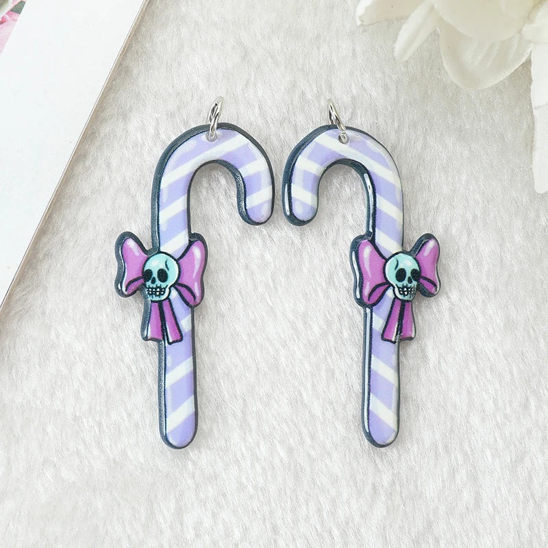 12Pcs Christmas Pastel Goth Charms Spooky Gingerbread Man Snowman Holiday Decoration Pendant For Earring Necklace Diy Making