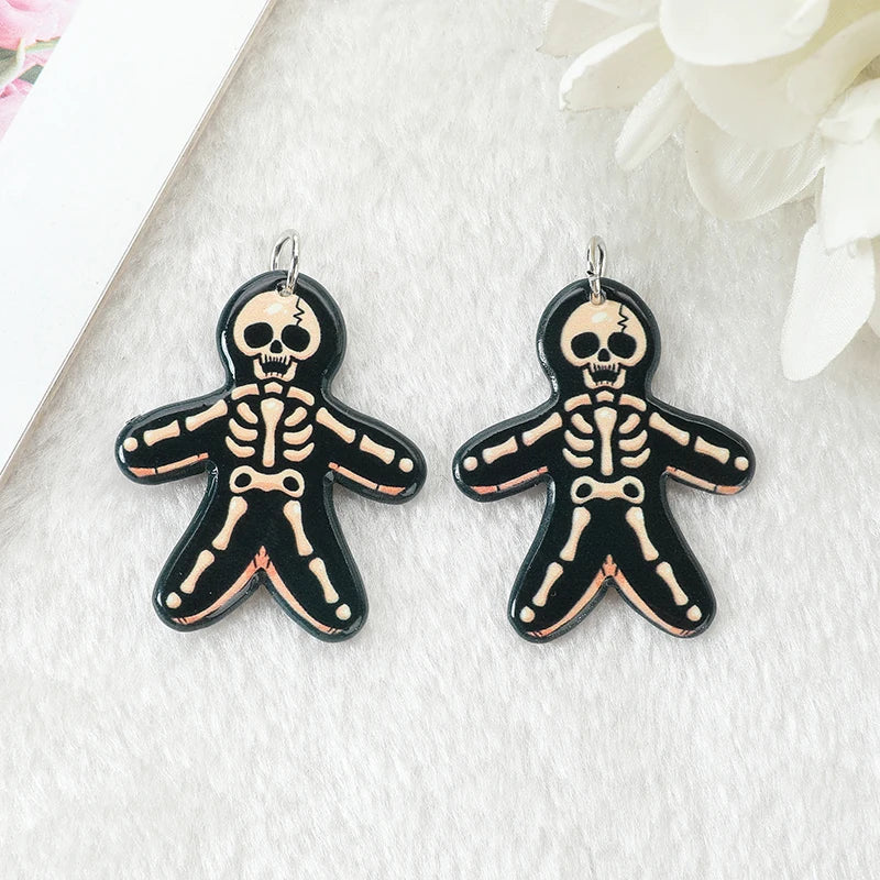 12Pcs Christmas Pastel Goth Charms Spooky Gingerbread Man Snowman Holiday Decoration Pendant For Earring Necklace Diy Making