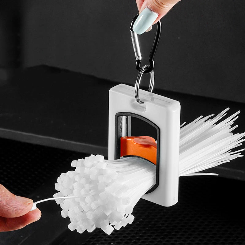 1/10pcs Portable Cable Tie Organizer with Keyring Fluorescent Storage Cable Tie Holders Square Rectangle Wiring Storage Buckle