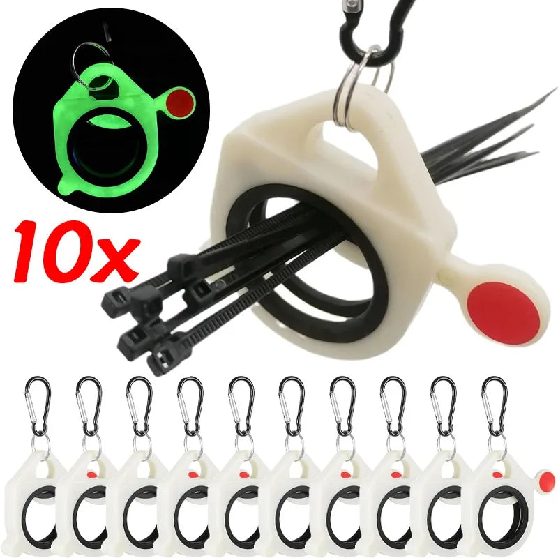 1/10pcs Portable Cable Tie Organizer with Keyring Fluorescent Storage Cable Tie Holders Square Rectangle Wiring Storage Buckle