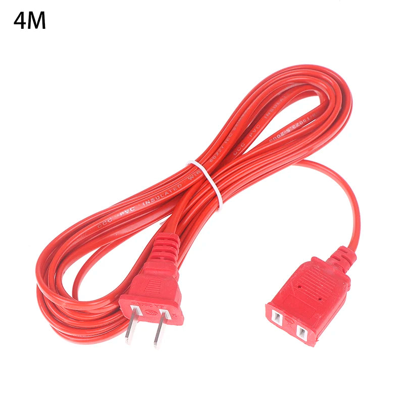 AC Power Cord White Black Red Line With ON/OFF Switch Button Cables Wire Two-pin Plug Cable Extension Cords Adapter