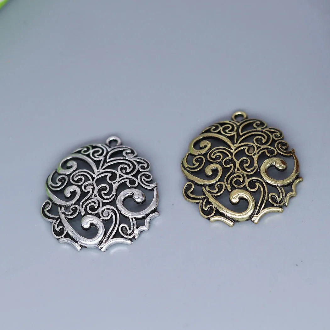 3pcs/lot Retro Viking Filigree Disc Charm Stainless Steel Pendant For DIY Amulet Necklace Handmade Jewelry Making Accessories