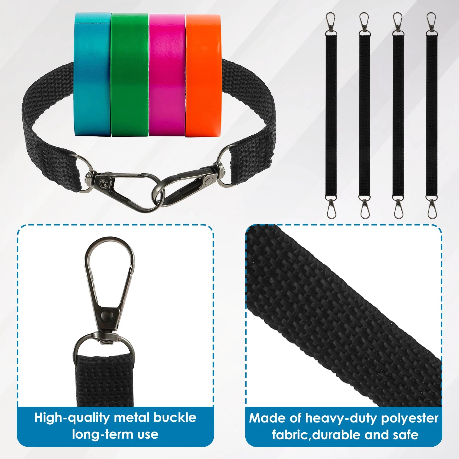 4Pcs Electrical Tape Holder Straps Heavy Duty Tape Holder Chain with Carabiner Hooks Thong Waist Tape Holder Lanyard Polyester