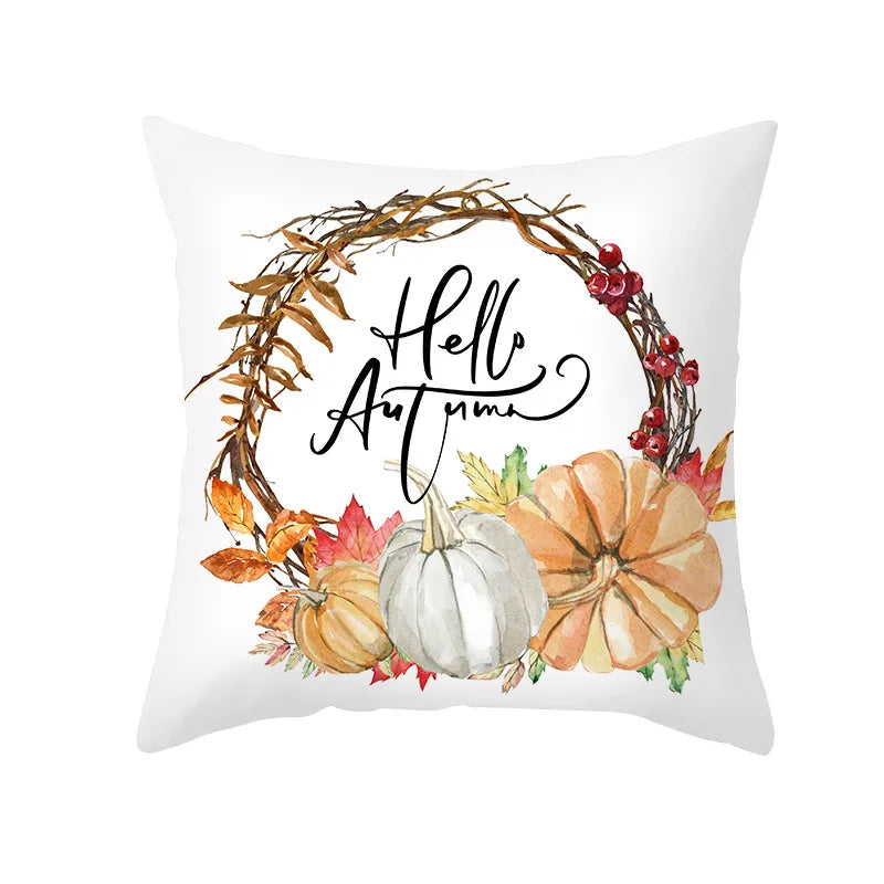Autumn Maple Leaf Pillow Case  Fall Maple Leaf Pumpkin Pillow Case Cover Thanksgiving Day Decoration Pillowcase Autumn Pillow