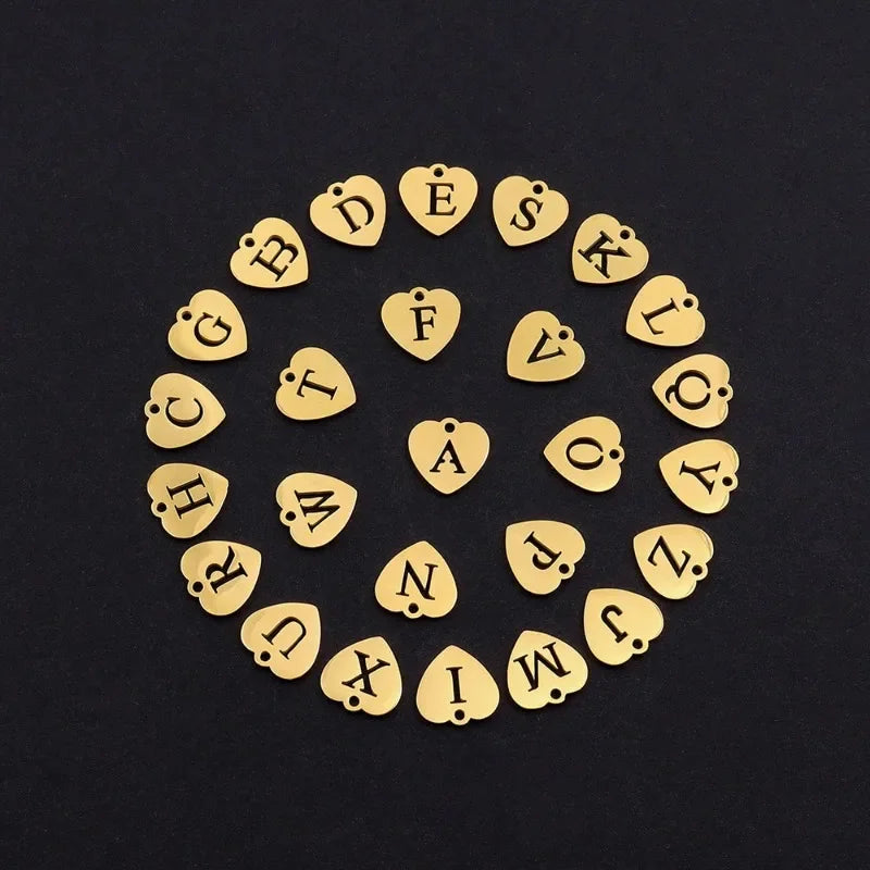 18K Gold Plated Stainless Steel Initial Heart Necklace for Women Girls, Chunky Choker Charm Necklaces Birthday Christmas Gifts