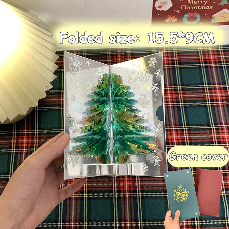 3D Pop Up Christmas Card With Music Merry Christmas Greeting Card Handwritten Blessing Invitation Cards Thanksgiving Gifts