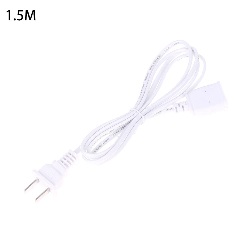AC Power Cord White Black Red Line With ON/OFF Switch Button Cables Wire Two-pin Plug Cable Extension Cords Adapter