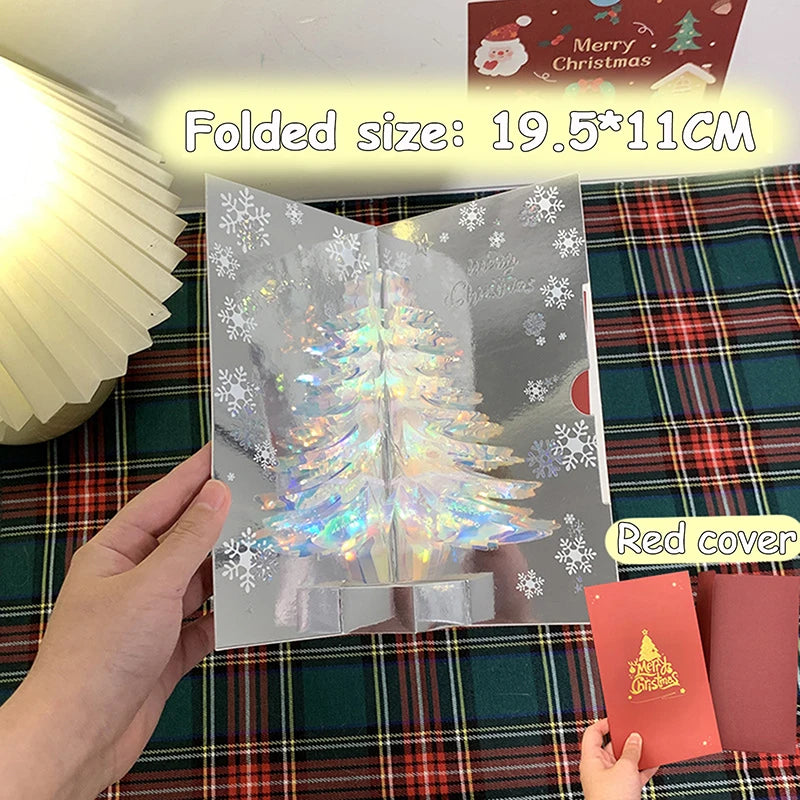 3D Pop Up Christmas Card With Music Merry Christmas Greeting Card Handwritten Blessing Invitation Cards Thanksgiving Gifts