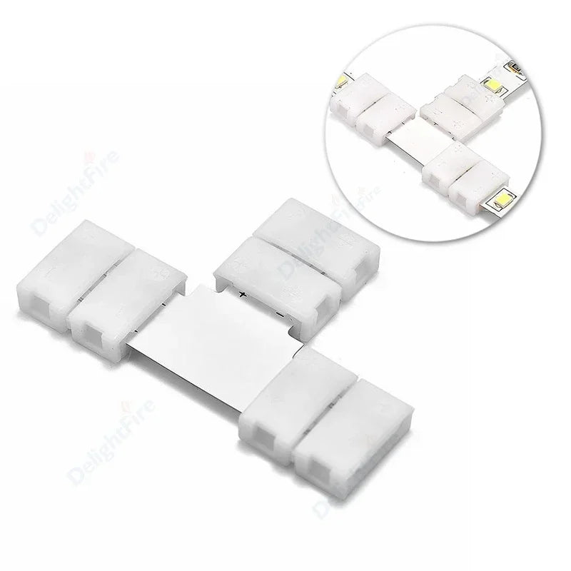 10pcs Solderless LED Strip Connector 2 4 5 pin 10mm 8mm L/T Type Unwired Gapless Terminal Extension For SMD 5050 2835 LED Strip