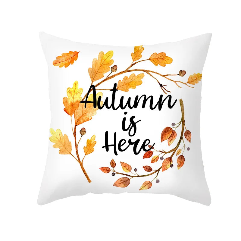 Autumn Maple Leaf Pillow Case  Fall Maple Leaf Pumpkin Pillow Case Cover Thanksgiving Day Decoration Pillowcase Autumn Pillow