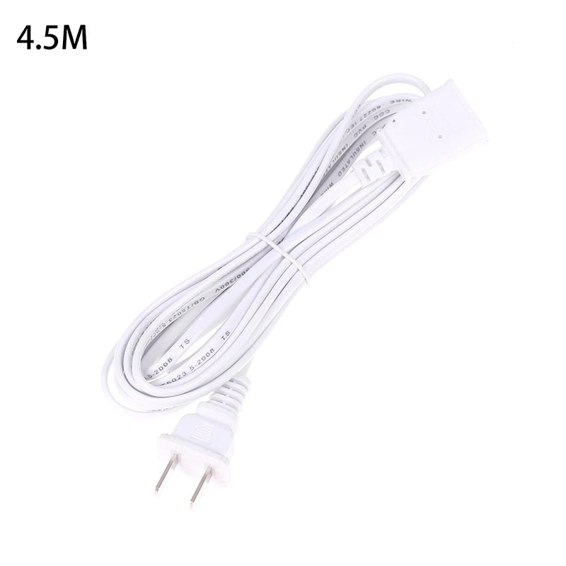 AC Power Cord White Black Red Line With ON/OFF Switch Button Cables Wire Two-pin Plug Cable Extension Cords Adapter