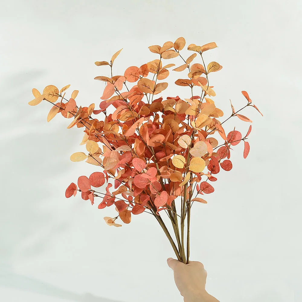 1Pcs Artificial Fall Eucalyptus Leaves Stem Autumn Leaf Branches For Home Indoor Wedding Table Centerpieces Thanksgiving Decor