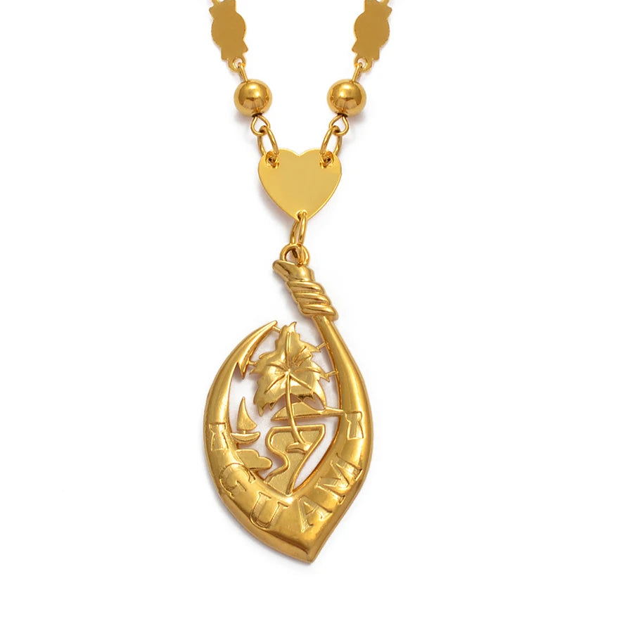 Anniyo Guam Pendant Necklaces for Women Men Gold Color Micronesia Ethnic Jewelry Party Item #215206