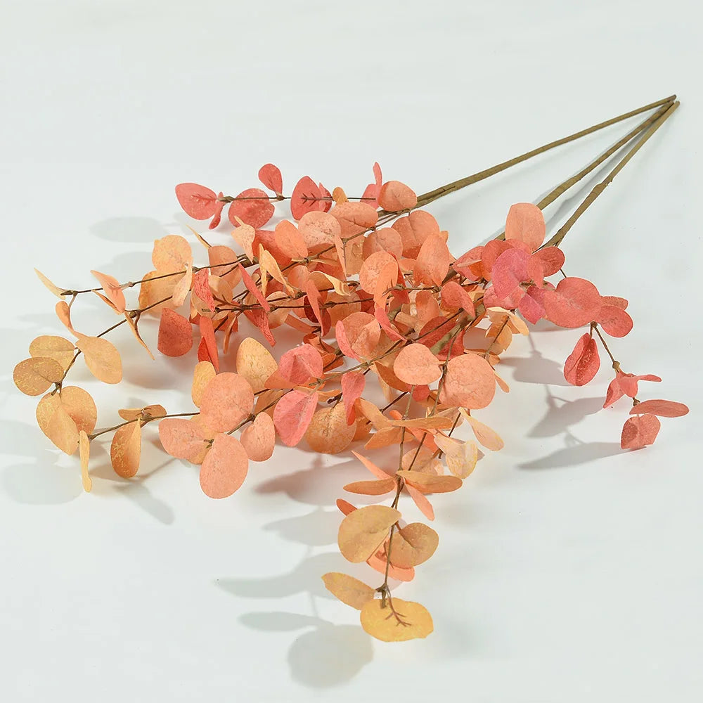 1Pcs Artificial Fall Eucalyptus Leaves Stem Autumn Leaf Branches For Home Indoor Wedding Table Centerpieces Thanksgiving Decor