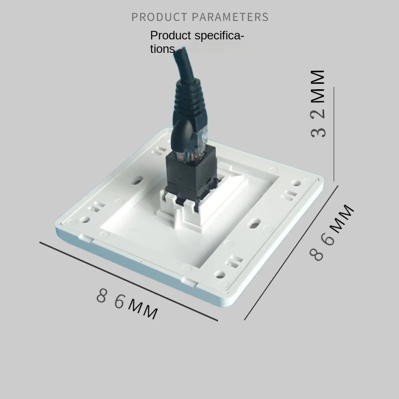 5-piece white 86 type network, Category 6 Gigabit computer, 1-4 ports, RJ45 CAT.6 female direct plug wall mounted panel