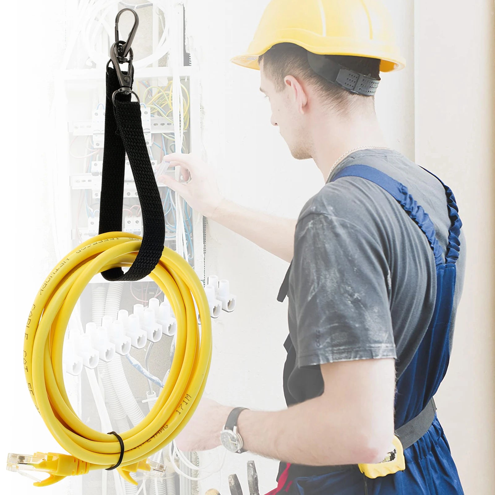 4Pcs Electrical Tape Holder Straps Heavy Duty Tape Holder Chain with Carabiner Hooks Thong Waist Tape Holder Lanyard Polyester