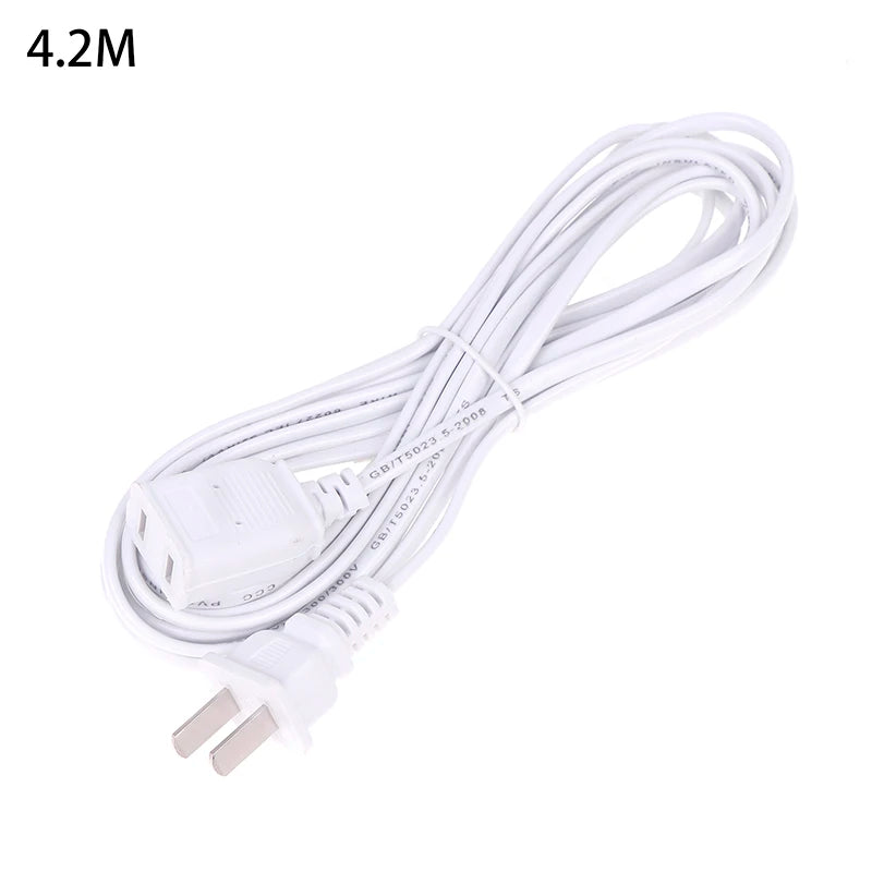 AC Power Cord White Black Red Line With ON/OFF Switch Button Cables Wire Two-pin Plug Cable Extension Cords Adapter