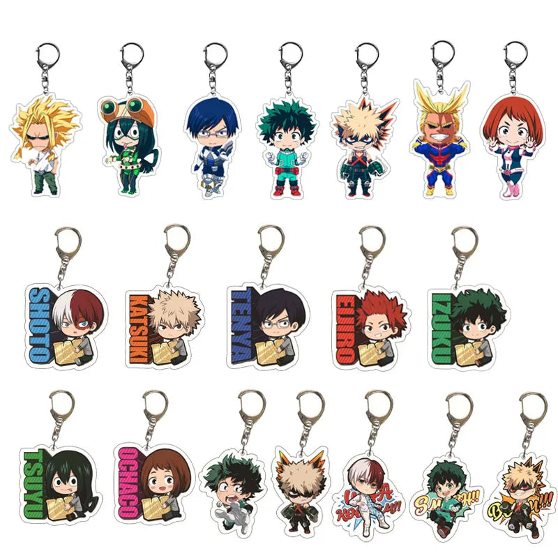 Anime My Hero Academia Keychain Acrylic Men Car Accessories Pendant Cosplay for Women Cute Bag Acrylic KeyRing Gift Trinket Fans