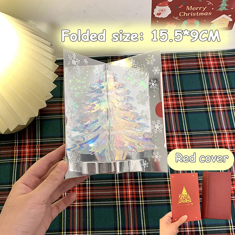 3D Pop Up Christmas Card With Music Merry Christmas Greeting Card Handwritten Blessing Invitation Cards Thanksgiving Gifts
