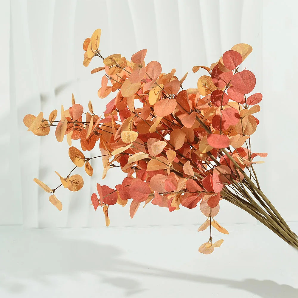 1Pcs Artificial Fall Eucalyptus Leaves Stem Autumn Leaf Branches For Home Indoor Wedding Table Centerpieces Thanksgiving Decor
