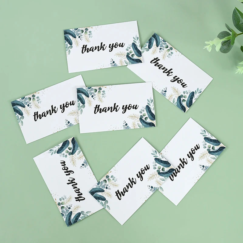 50pcs Customized Leaf White Green Eucalyptus Wedding Engagement Banquet Thank You Card Meal Plate Card Process Reminder cards