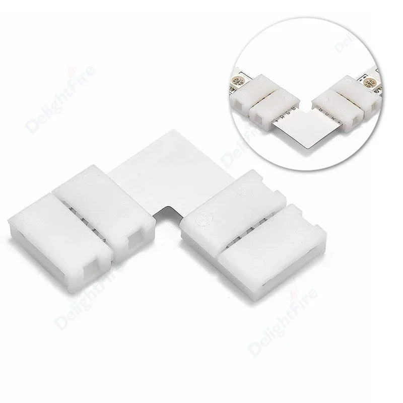 10pcs Solderless LED Strip Connector 2 4 5 pin 10mm 8mm L/T Type Unwired Gapless Terminal Extension For SMD 5050 2835 LED Strip