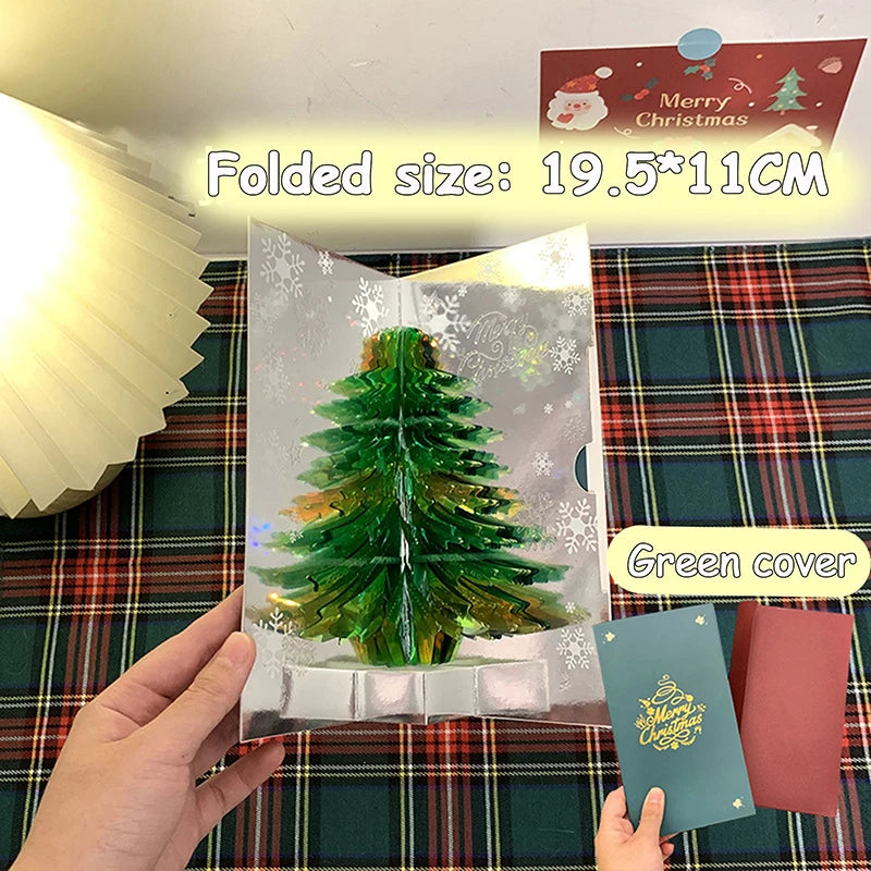 3D Pop Up Christmas Card With Music Merry Christmas Greeting Card Handwritten Blessing Invitation Cards Thanksgiving Gifts