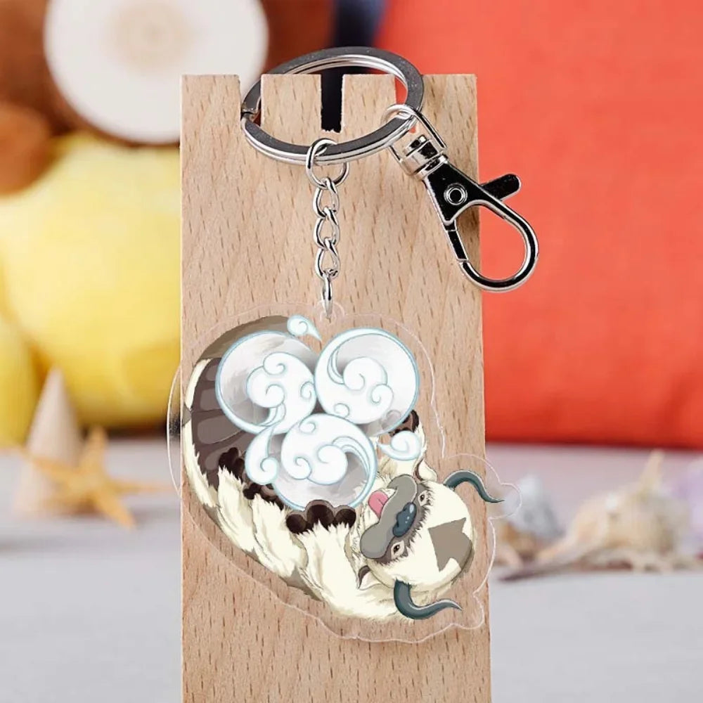 Anime The Last Airbender Avatar Aang Cow Appa Keychain Key Ring Bag Pendant Trinket Key Holder Charm Accessory Car Accessories