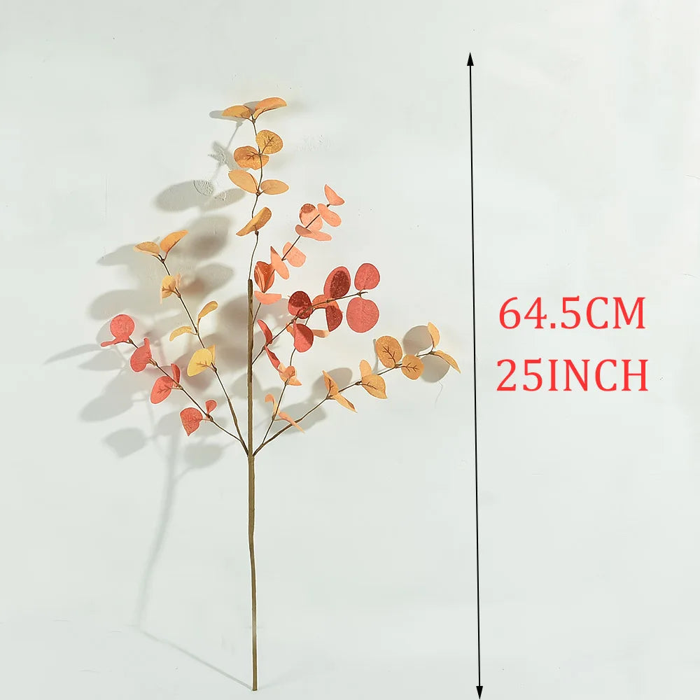 1Pcs Artificial Fall Eucalyptus Leaves Stem Autumn Leaf Branches For Home Indoor Wedding Table Centerpieces Thanksgiving Decor