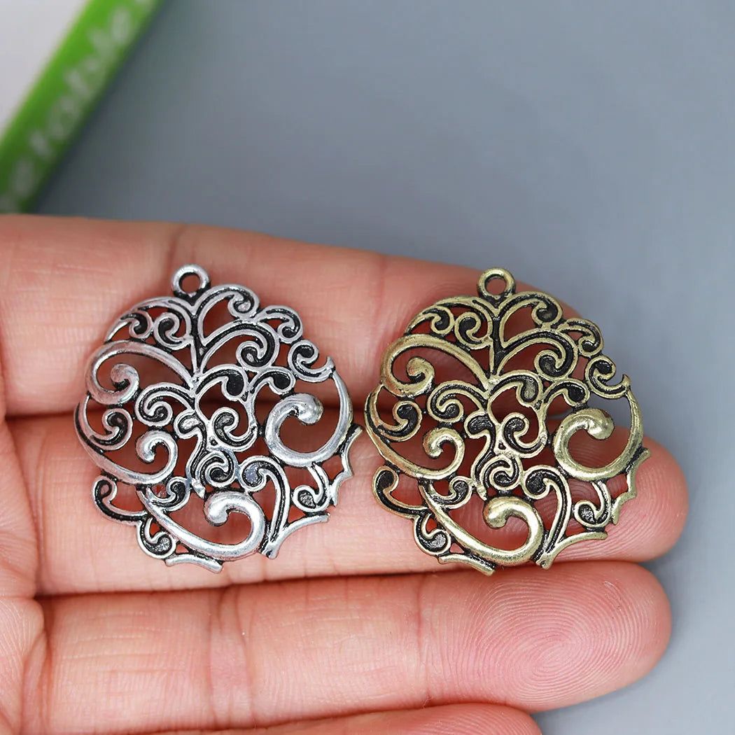 3pcs/lot Retro Viking Filigree Disc Charm Stainless Steel Pendant For DIY Amulet Necklace Handmade Jewelry Making Accessories