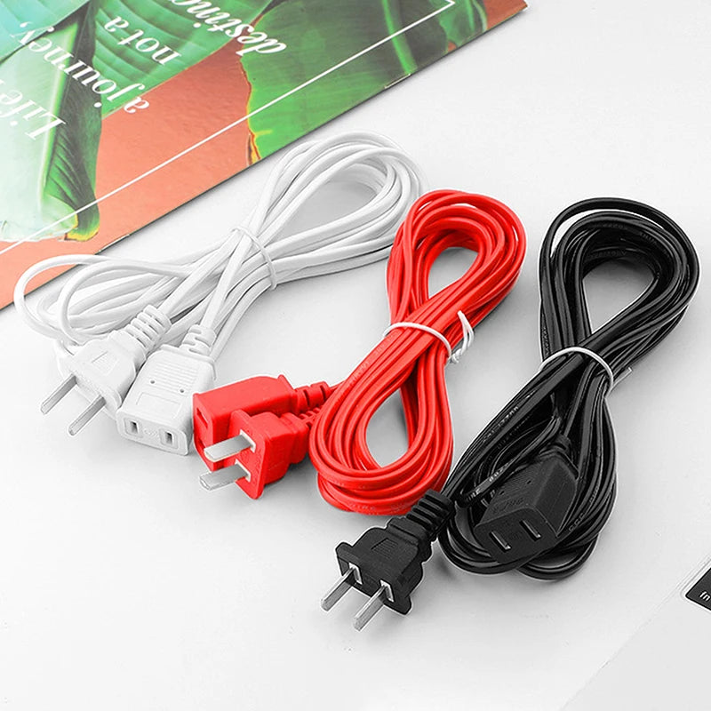 AC Power Cord White Black Red Line With ON/OFF Switch Button Cables Wire Two-pin Plug Cable Extension Cords Adapter